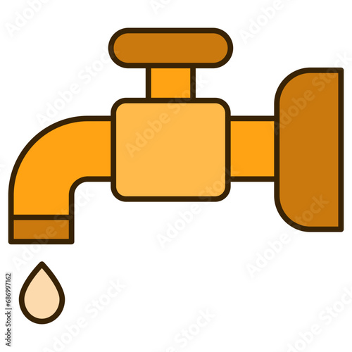 illustration of a faucet with a drop of water