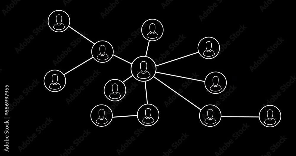 Animation of net of connections on black background Animation of net of connections on black background