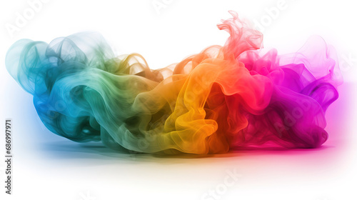 Wave and smoke in shape form heart of different rainbow colors. Generative Ai isolated on white