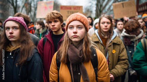 teenagers marching in a protest