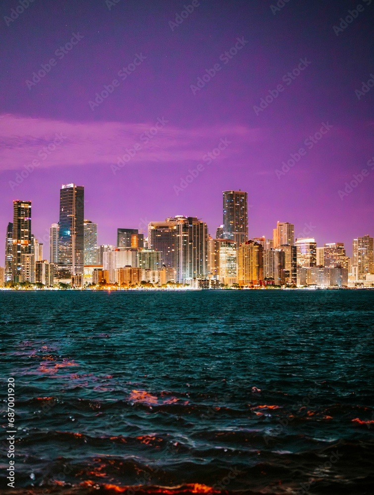 Fototapeta premium Brickell city skyline at night miami downtown