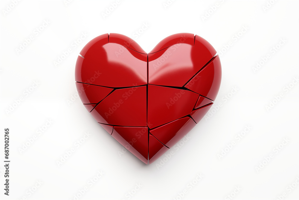 3d broken heart isolated on white background 3d broken heart isolated on white background