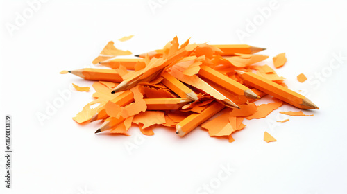 A plain regular orange office pencil shavings