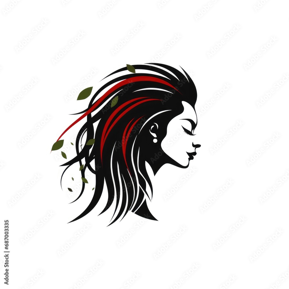 Simple graphic logo of girl with dreadlocks on white background. Simple graphic logo of girl with dreadlocks on white background.