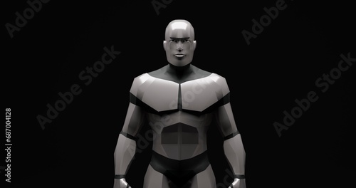 robot over black background made in 3d with blender
