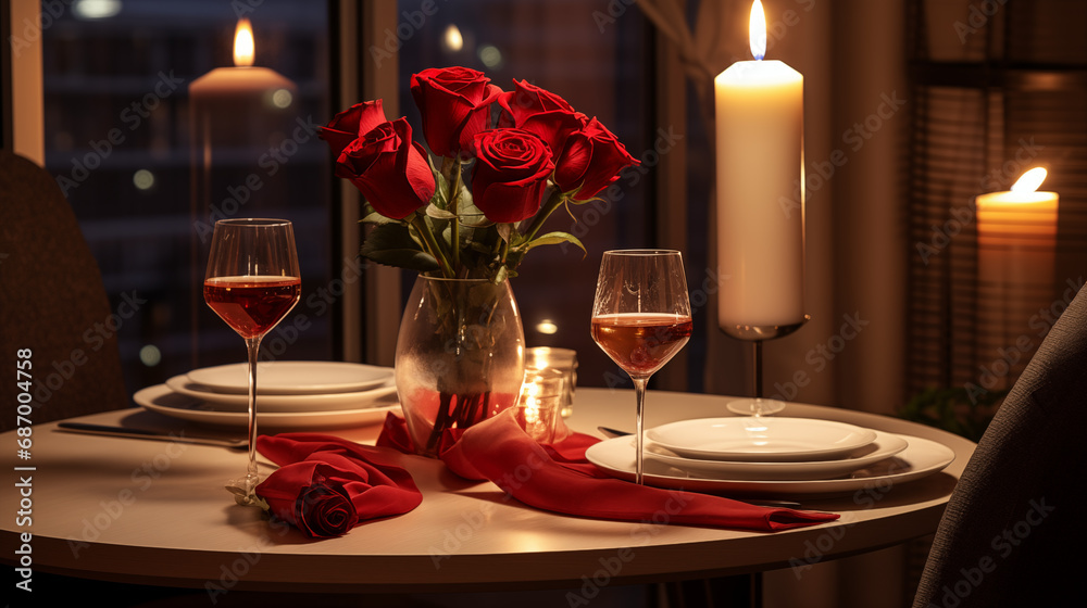 Romantic Candlelit Dinner Generative AI Romantic Candlelit Dinner Generative AI