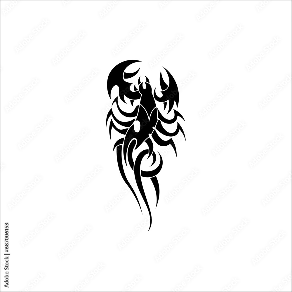Naklejka premium Monochrome Grace Scorpion Tattoo Design in Illustration