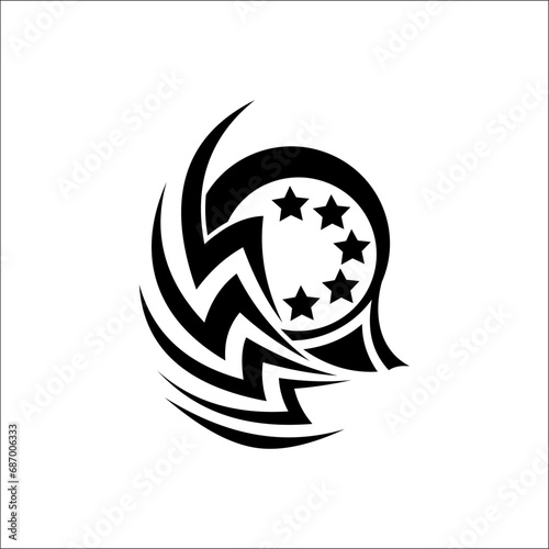 Abstract Artistry: Succubus Y2K Womb Tattoo in Monochrome Neotribal Style