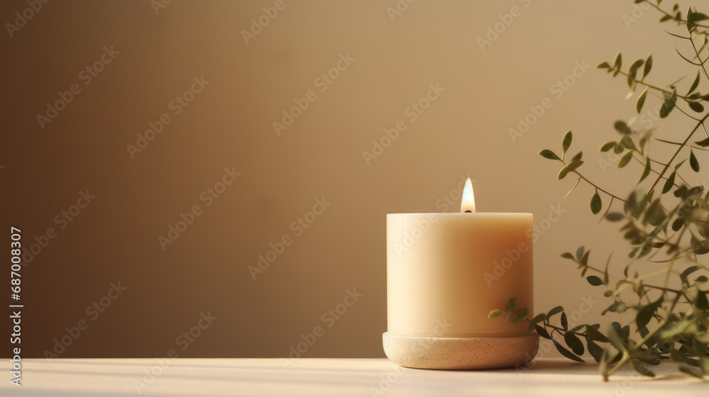 Candle on a wooden table. Candle on a wooden table.