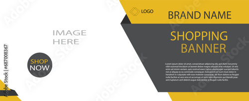 Business conference poster template, horizontal banner,Yellow and grey colour