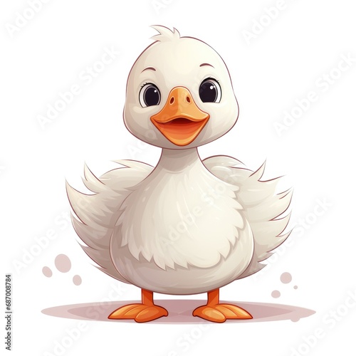 Cute cartoon 3d character goose on white background