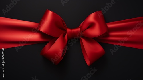 a red bow on a black background