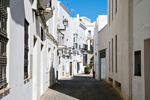 Beautiful streets of Vejer de la Frontera, Spain, Andalusia region, Costa de la Luz, Cadiz district, White Towns, Iberian Peninsula, Old town. Ruta de los Pueblos Blancos