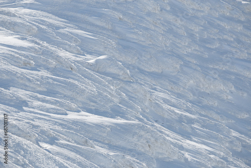 Natural abstract background pattern in frozen winter snow landscape