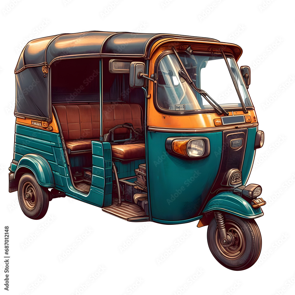 auto rickshaw illustrations Isolated on Transparent Background - obrazy, fototapety, plakaty 