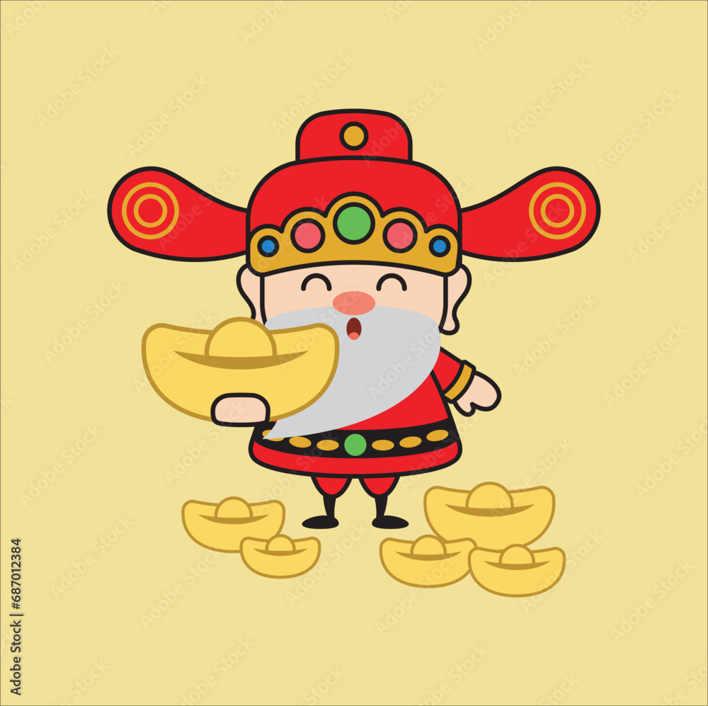 chinese god of wealth chinese new year vector illustration. Suitable for sticker, t-shirt, mug, etc.Eps 10
chinese god of wealth chinese new year vector illustration. Suitable for sticker, t-shirt, mug, etc.Eps 10