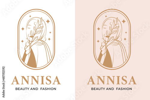 beauty woman hijab natural logo template
