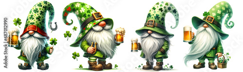 St. Patrick’s Day Gnomes illustration cut out transparent isolated on white background ,PNG file  © HappyTime 17