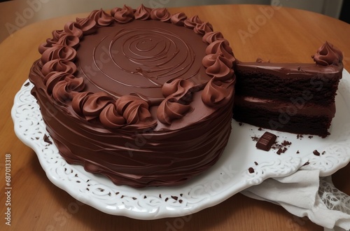 chocolate cake on a plate © ahmad
