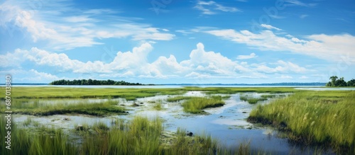 Spartina marsh with salt photo