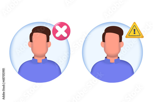 User blocked, fake account icon. Vector illustration.