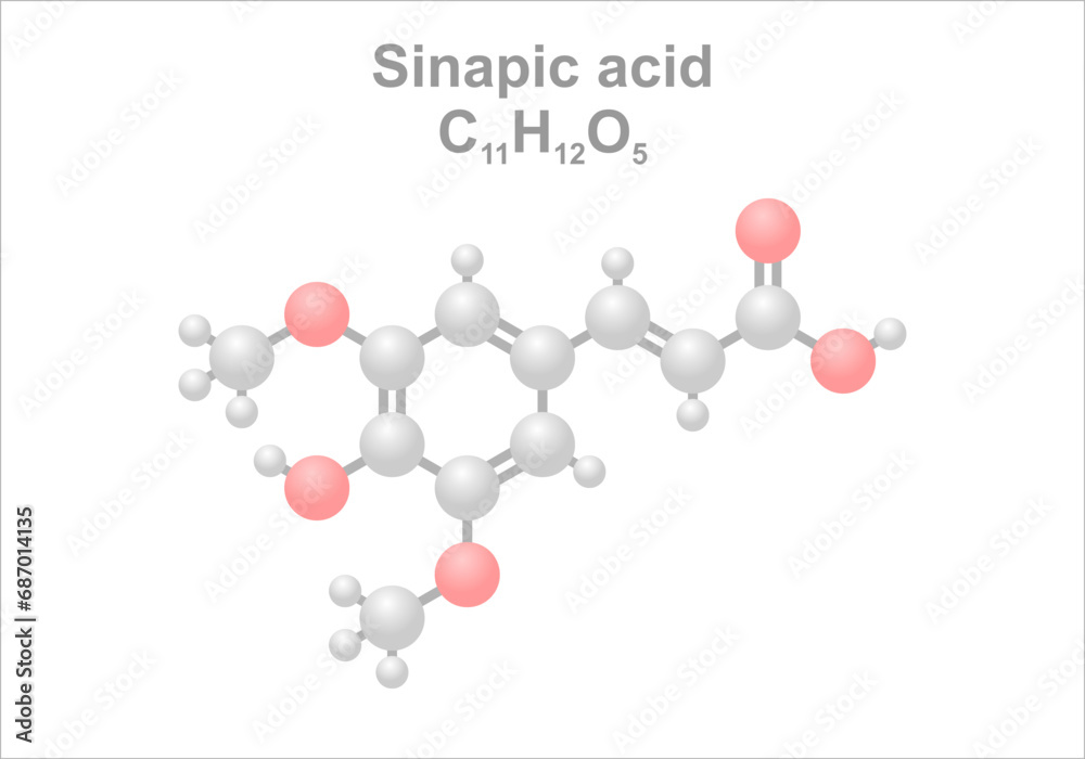 Sinapic acid. Simplified scheme of the molecule. Occurs naturally in wine and vinegar.