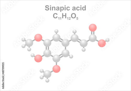 Sinapic acid. Simplified scheme of the molecule. Occurs naturally in wine and vinegar.