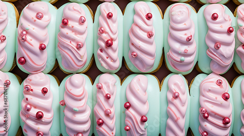 Pink eclairs dessert pattern texture
