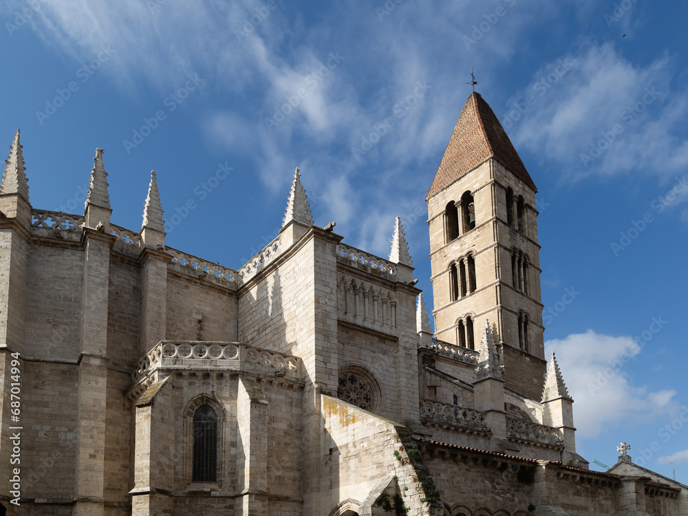Valladolid, Spain - October 13, 2023: Church of Santa Maria la Antigua in the historic center in the city of Valladolid, Spain