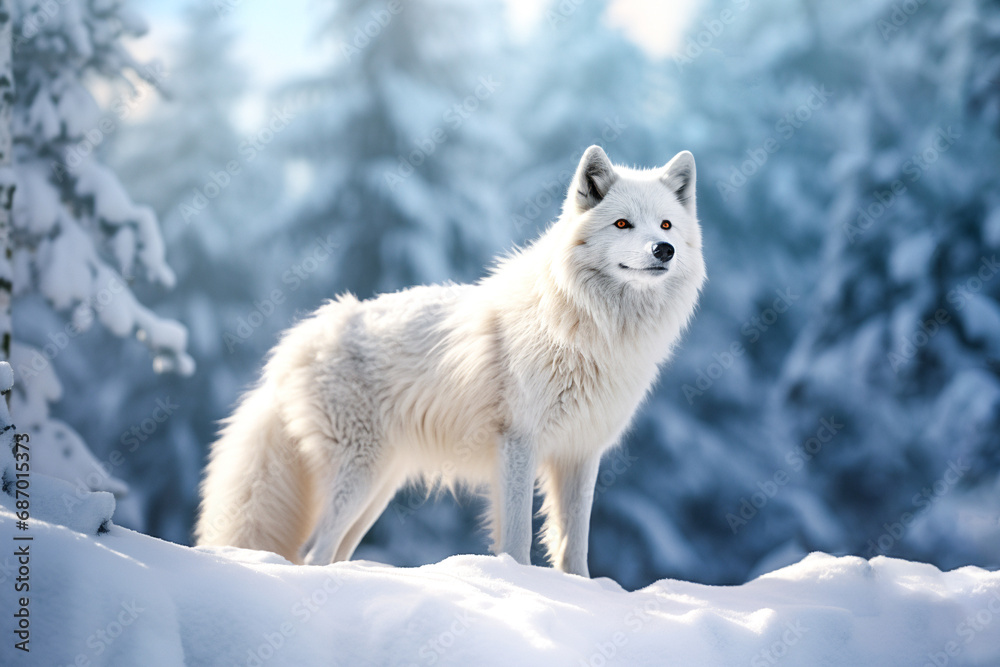 Arctic fox in a wild snowy landscape Arctic fox in a wild snowy landscape