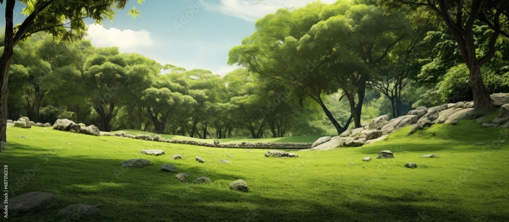 Simplescape with lush turf and ketapang trees. Simplescape with lush turf and ketapang trees.