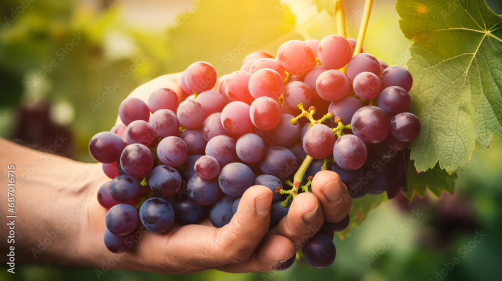 Closeup of Pair of Hands Holding A Bunch of Grapes