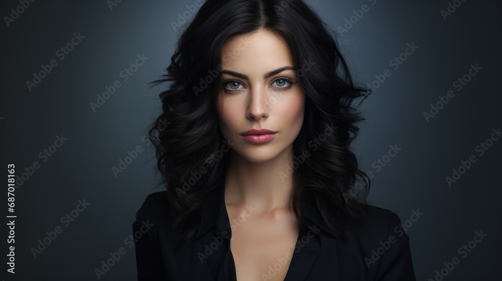 Portrait of a sophisticated woman in modern chic with copyspace background