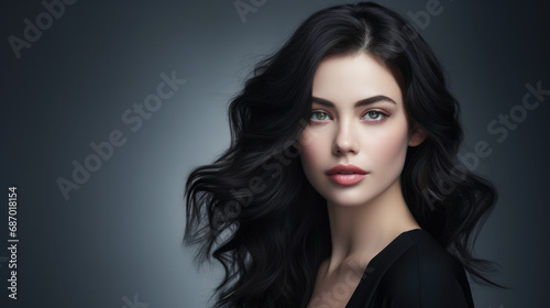 Portrait of a sophisticated woman in modern chic with copyspace background