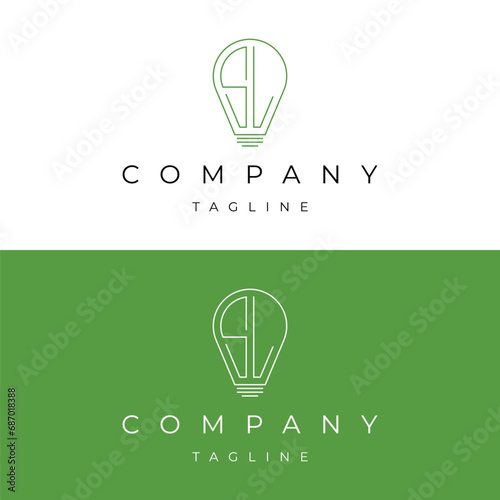 Letter initial lamp solution bulblight icon logo design vector template photo