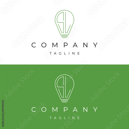 Letter initial lamp solution bulblight icon logo design vector template