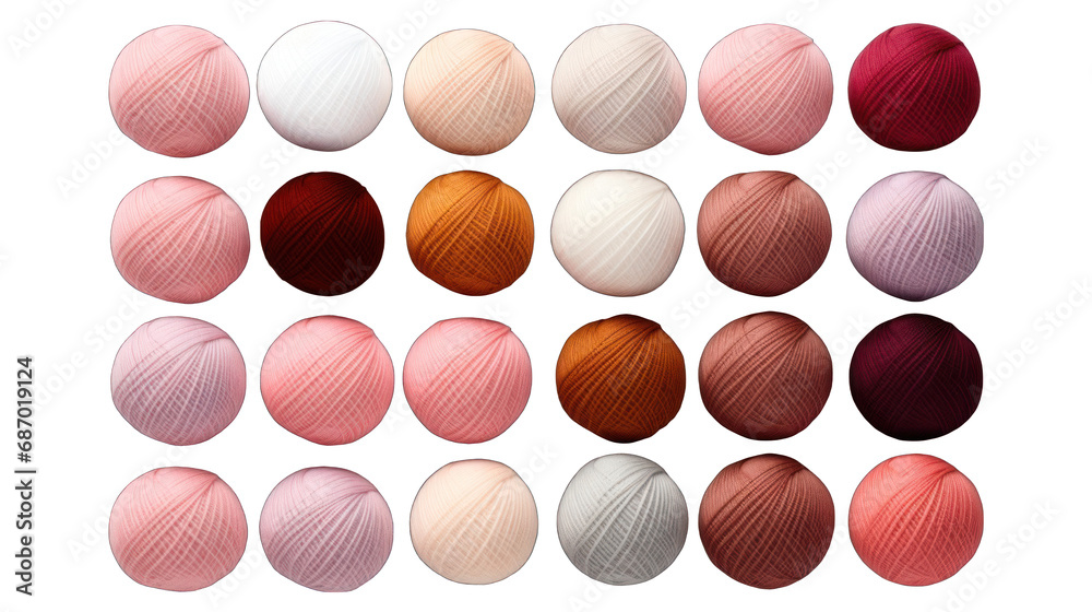 Fototapeta premium Set of Yarn Balls Isolated on Transparent or White Background, PNG