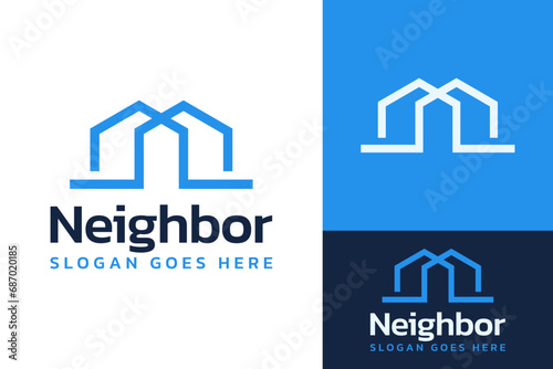Simple House Home Neighbor Real Estate Mortgage Logo Design Branding Template