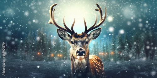 Festive Snow Deer © artefacti