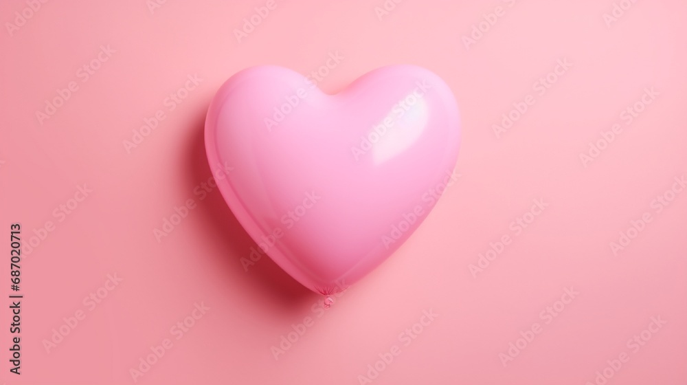 pink heart shaped balloon on pink background for valentine's day generated by AI tool pink heart shaped balloon on pink background for valentine's day generated by AI tool