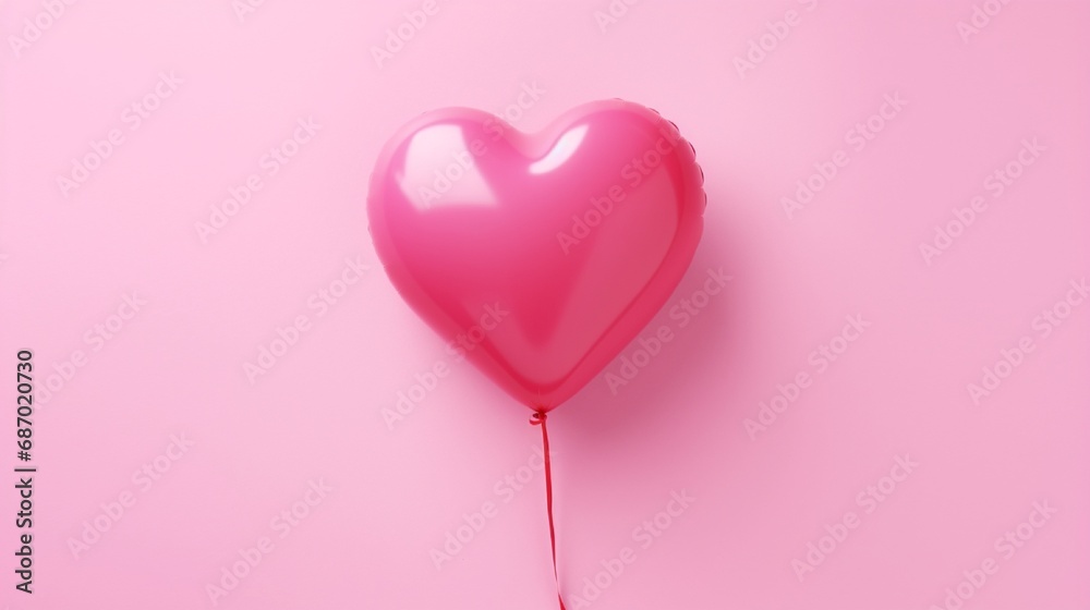 pink heart shaped balloon on pink background for valentine's day  generated by AI tool