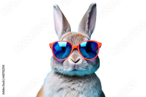 funny bunny with sunglasses isolated