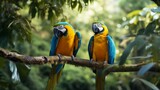 Yellow and Blue Macaws in the Wild