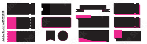 セールに使える赤とピンクのクーポンベクターデザイン素材セット（枠のみ）