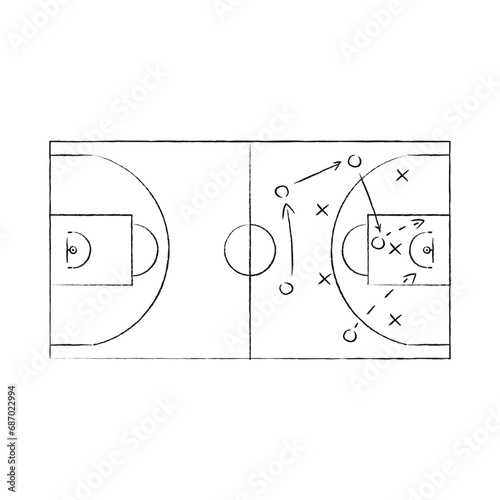 Basketball strategy rink, drawing game tactic