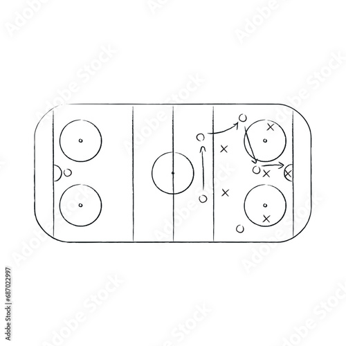 Ice hockey strategy rink, drawing game tactic
