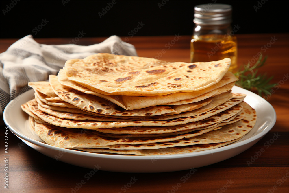 Chapati served on a luxurious plate