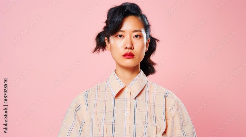 Stylish young woman posing in neutral clothes Stylish young woman posing in neutral clothes