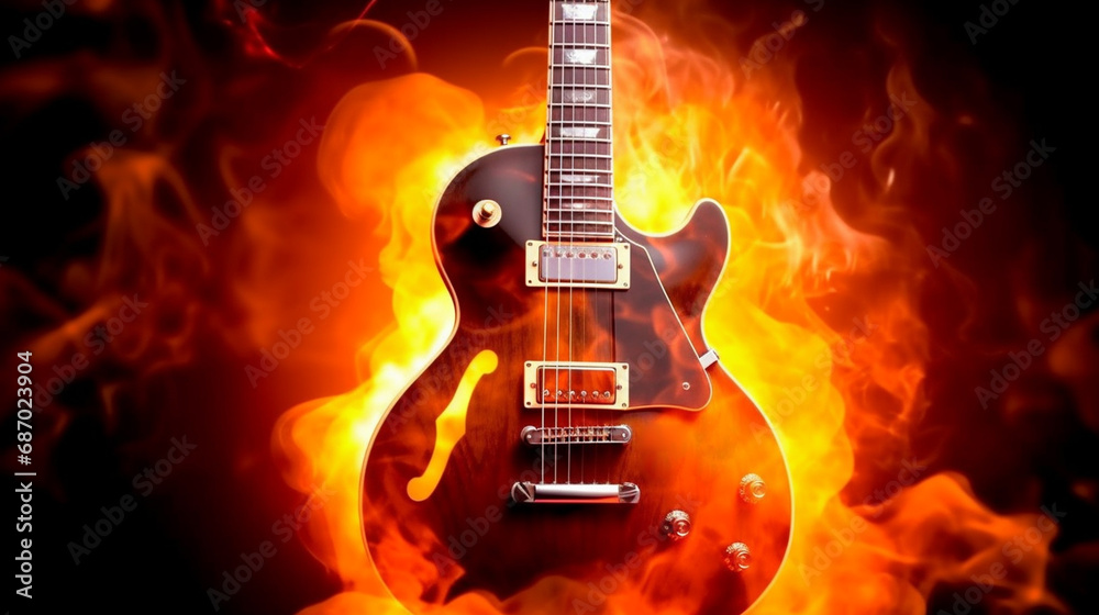 Fototapeta premium Fiery Rock n' Roll Guitar