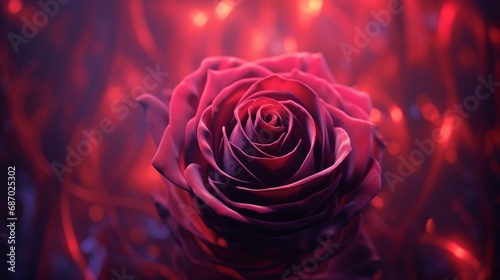 Abstract Rose: Capture a close-up of a rose in an abstract style,